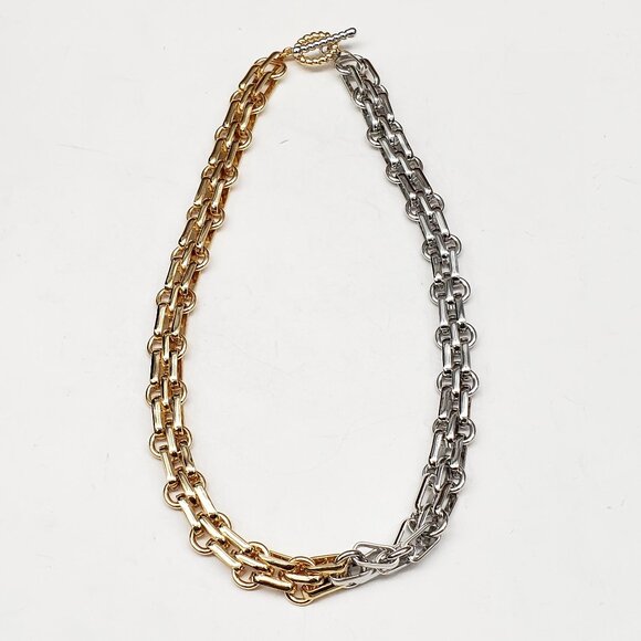 2 Tone Silver and Gold Plated Necklace and Bracelet - Picture 5 of 16